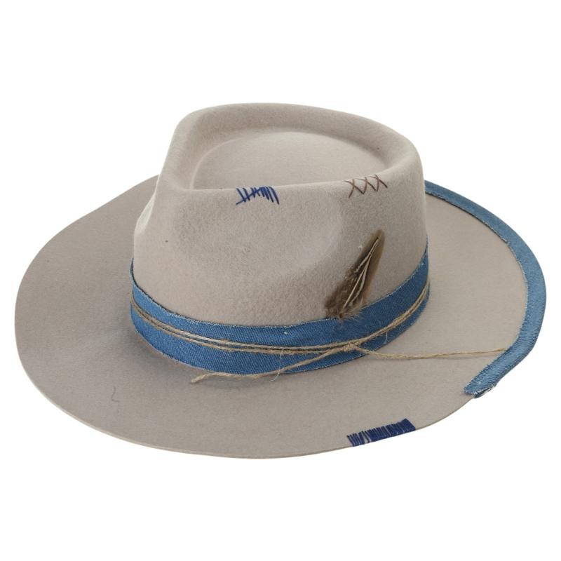 

Wide Brims Wool Panamas Hat Magicians Hat Cowboy Hat Stage Performances Headwear Masquerades Party Fedoras Hat Headpiece 1 бежевий