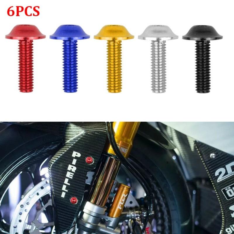 6 Stück Sechskant Motorradschrauben M6x20mm Aluminium Kennzeichen Verkleidungsschrauben Modifikationsschraube für Motorrad Roller