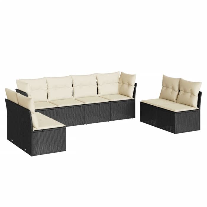 VidaXL Salon de jardin 8 pcs avec coussins noir résine tressée 3249285