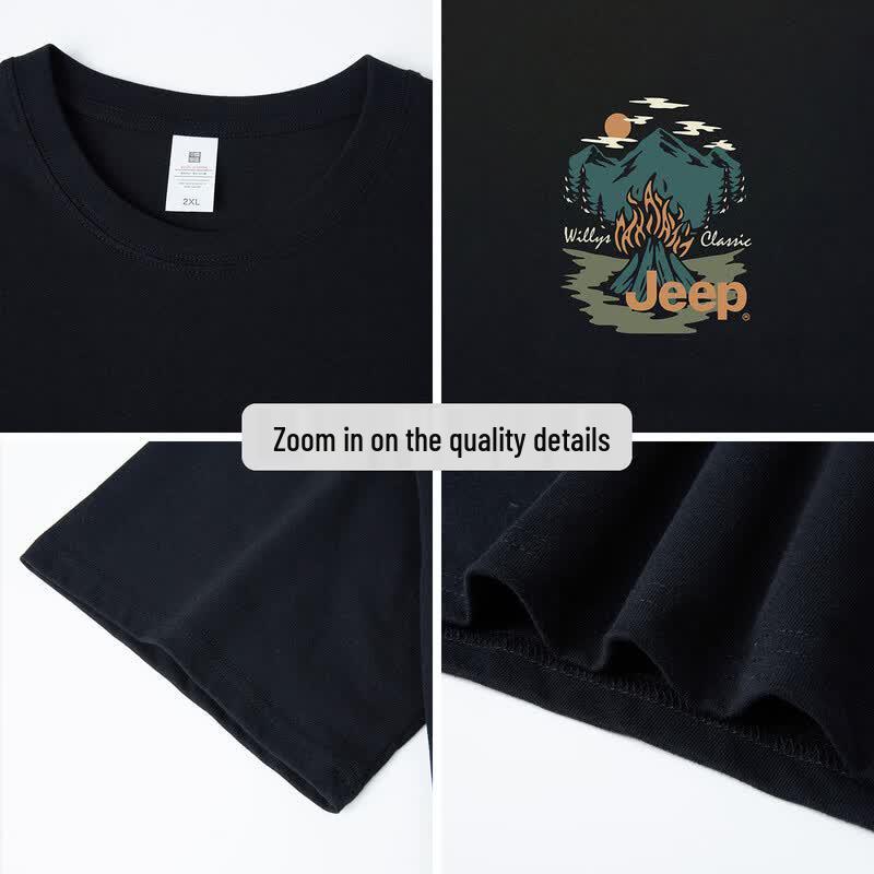 Jeep Men's Pure Cotton Loose Fit Round Neck Short Sleeve T-Shirt