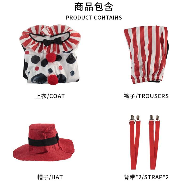 European and American Halloween circus clown costumes Variety of clown cos costumes Funny stage costumes