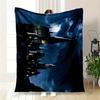 Fantasy Castle Night Sky Background Phone WallpaperBlanket Flannel Throw Blanket for Sofa, Bed, Travel, Camping, Office, Couch, Chair
