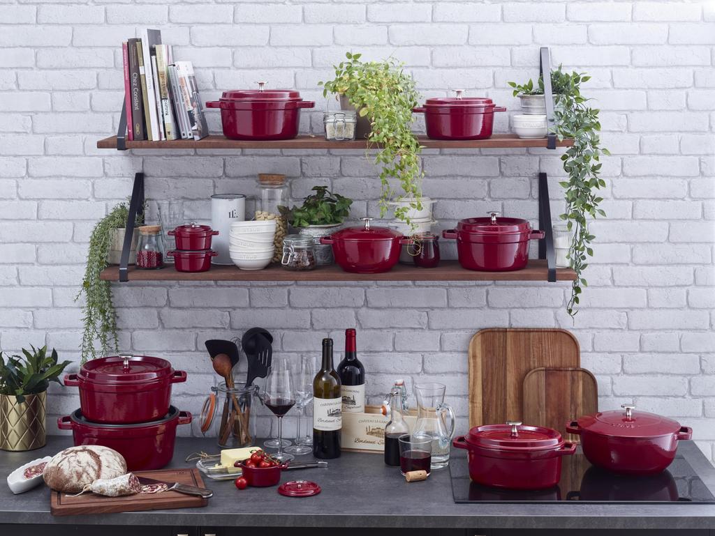 STAUB Double Handed Pot Pico Cocotte Round 24cm Oven Safe Bordeaux