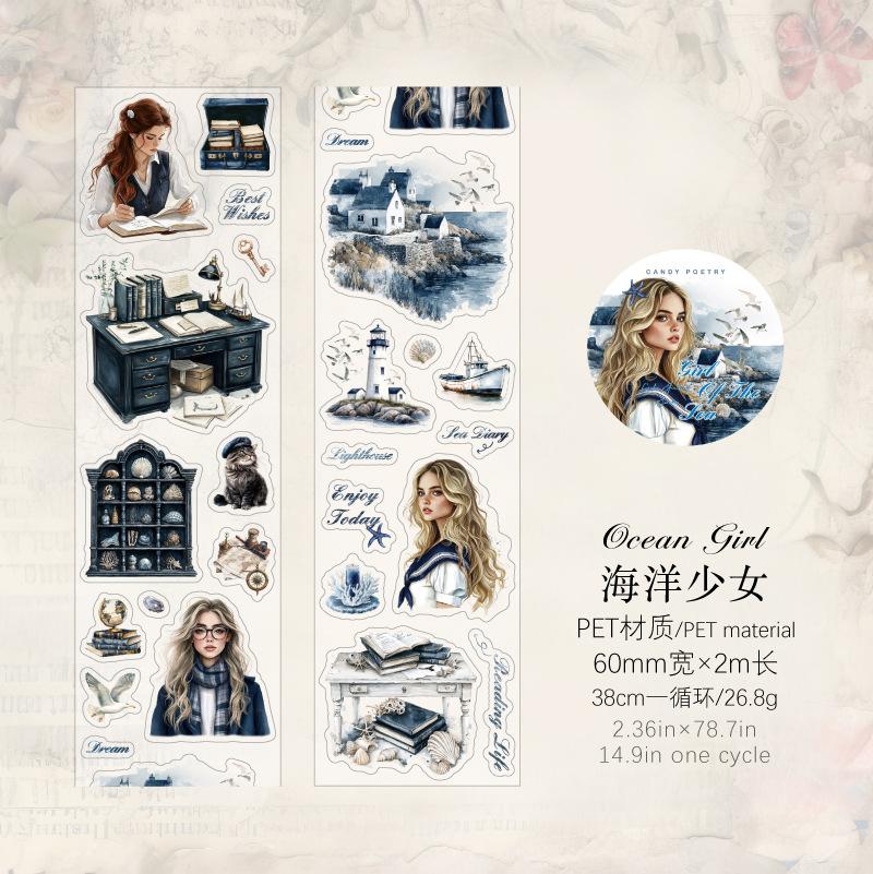 1pcs/1lot Decorative Adhesive tapes  Girls  College Scrapbooking DIY Paper Scrapbooking Stickers
