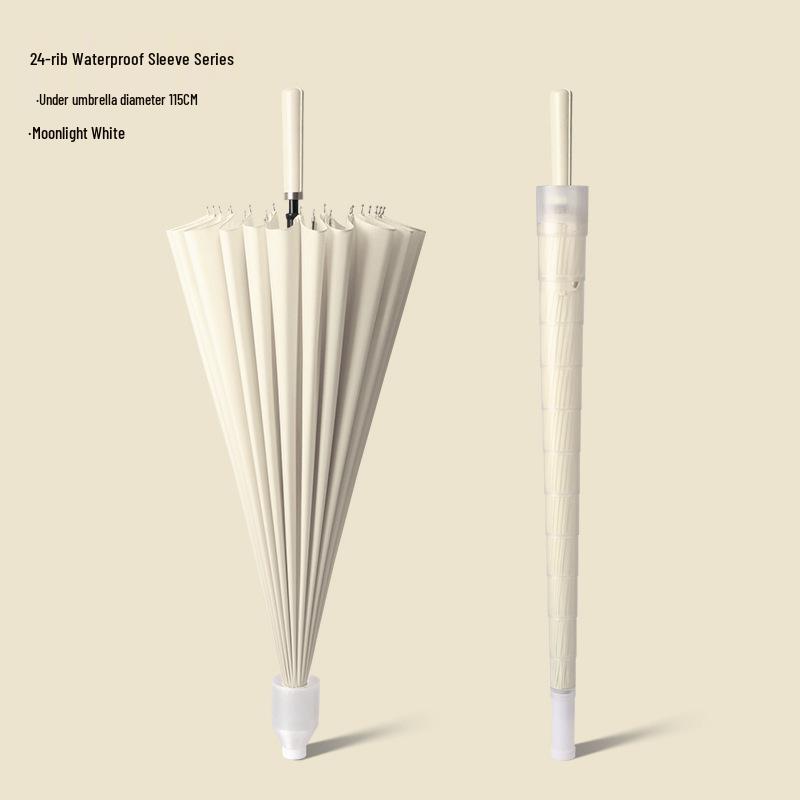 Windproof Solid Color 24-Rib Automatic Business Umbrella - Long Handle Sun and Rain Shield, Ideal for Gifting.