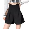 Unisex Black A-line Wide Leg Shorts - 2024 Spring/Summer High Waist Slimming, Petite, Loose Casual Fit