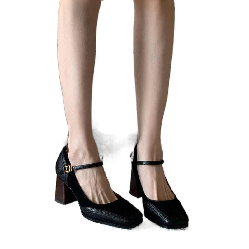 2025 new retro temperament transcends foreign style niche fashion high heels single shoes women's versatile thick heel with French style