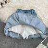 Summer Style High Waist Slim Denim Skirt All-Match A-Line Pleated Skirt Ruffle Skirt