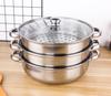 28cm Edelstahl Doppelschicht Dampfgarer mit Verdicktem Suppen- und Fischdämpfer und Einzelschicht Hot Pot - Werbegeschenk