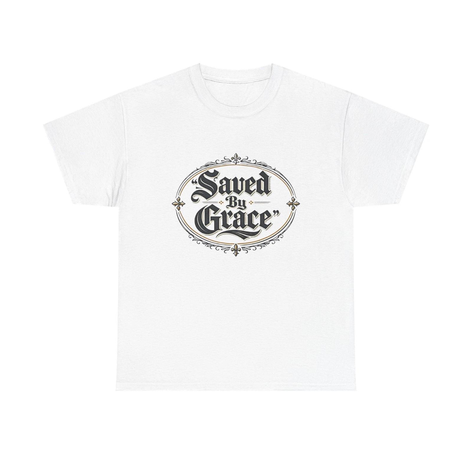 Saved By Grace T-Shirt | Religious Faith Tee, Vintage Script 2XL