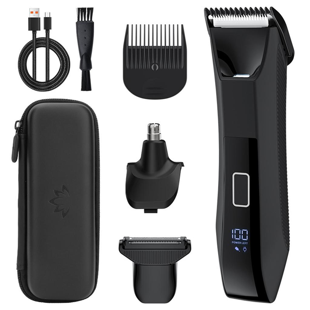 Body Hair Trimmer for Men 3-In-1 Pubic/Nose Hair Trimmer Foil Shaver Kit with LED Light 7200RPM