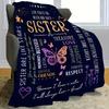 1pc A Letter to Sister Print Flannel Blanket, Soft Casual Warm Blanket, Multi-purpose Office Throw Blanket, Outdoor Camping Travel Blanket M