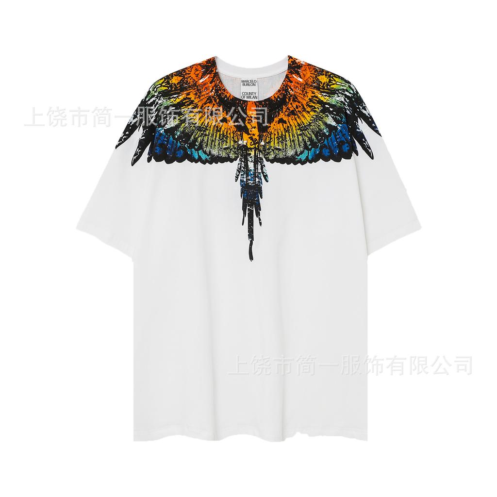 Summer Men's and Women's Same Fashion Trend T-shirt Personalized Trend Wing Printing Comfortable and Simple