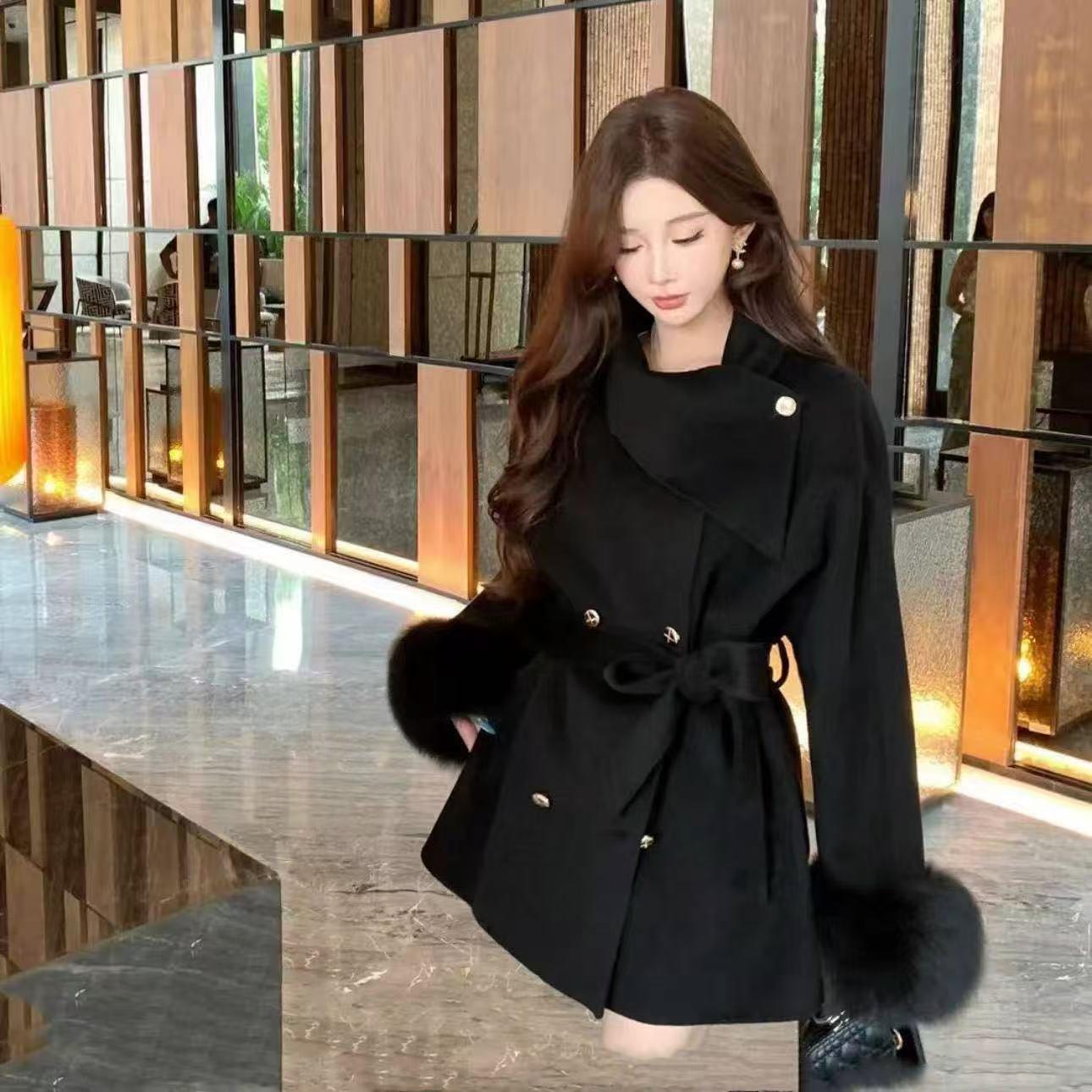 

Women s Wool Short Coat: Autumn/Winter Slimming Waist Jacket - Versatile, Casual, Designer, Thickened Cotton One Size