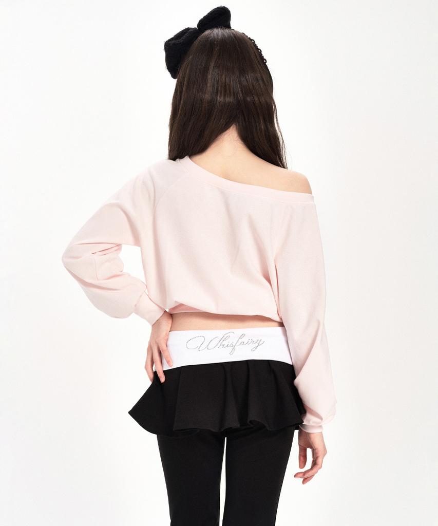 WHISFAIRY Hug Letter Folded Bootcut Skirt Pants - Black