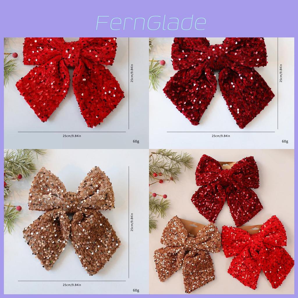 Christmas Butterfly Ribbon Ornament With Sequins For Holiday Decor