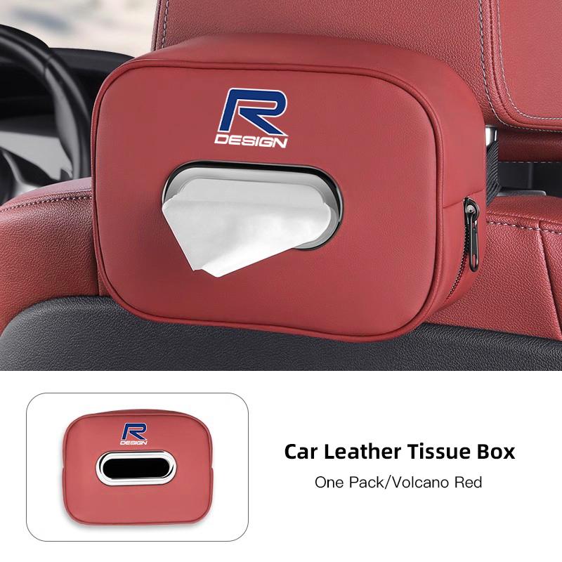 1Pcs Car Accessories Quality Leather Auto Paper Towel Storage Bag For Volvo Rdesign Polestar AWD V50 S60 XC60 S40 XC40 XC90 V60