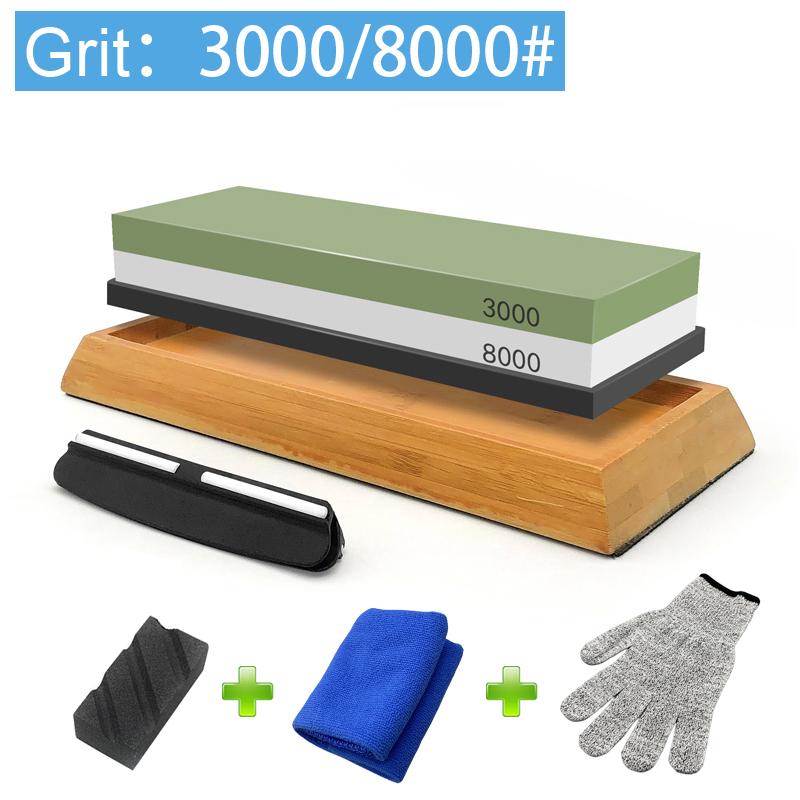 7Pcs Set Sharpening Stone Set Grit 240-8000# Whetstone Grindstone With Wooden Base Angle guide Woodwork Tool Grinding System