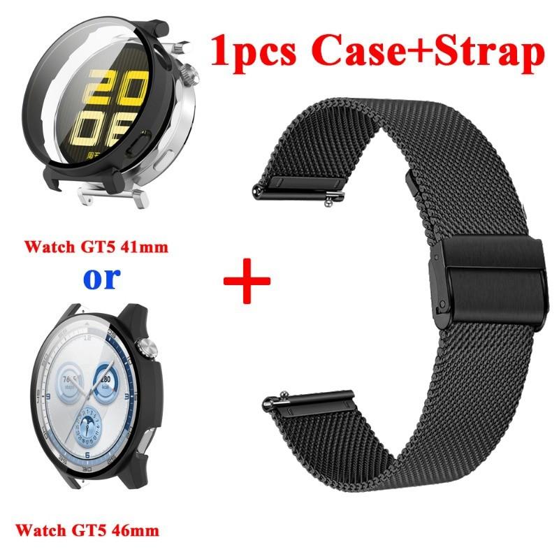 

Milanese WatchBand + Case Cover для Huawei Watch GT5 46 мм 41 мм металлический браслет ремешок из нержавеющей стали для Huawei Correa Shell GT5 46mm чёрный