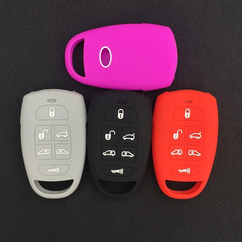 Silicone rubber Car Key Cover Case Holder Bag Shell Skin for Hyundai for Kia Sedona Mini Van 6 Buttons Smart Remote Key