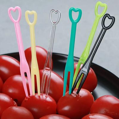 100Pcs Fruit Fork Cake Dessert Food Fruit Pick Children Snack Mini Party Festival Love Tableware Decoration Plastic Toothpick