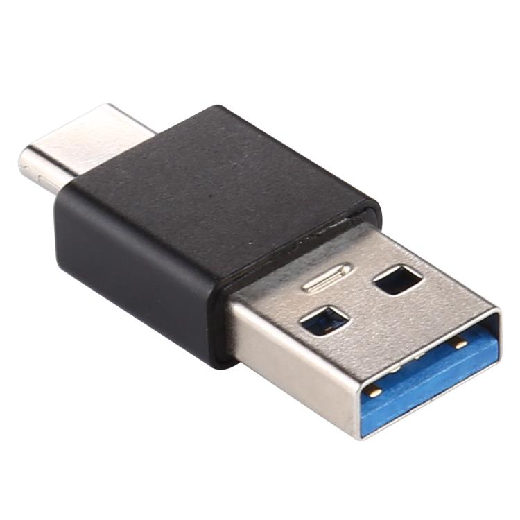 Adapter aus Aluminiumlegierung, Typ-C-/USB-C-Stecker auf USB 3.0-Stecker (Schwarz)