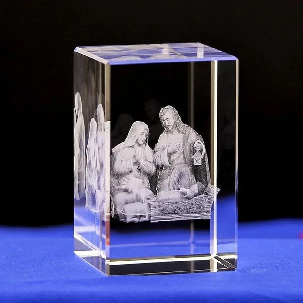 6 Arten Christlich Katholisch Jesus Porträt Kristall Ornamente Kreativ 3D Geschnitztes Kreuz Hausdekoration Zubehör Moderne Deko