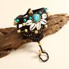 Vintage Woven Bracelet Bohemian Women's Personality Turquoise Bell Bracelet Ring Integrated Accessories