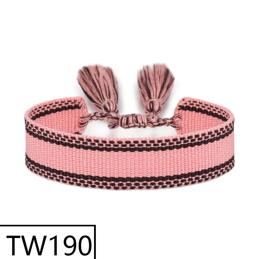 Customizable Handmade Bohemian Tassel Bracelet with Embroidered Logo - European & American Ethnic Friendship Style