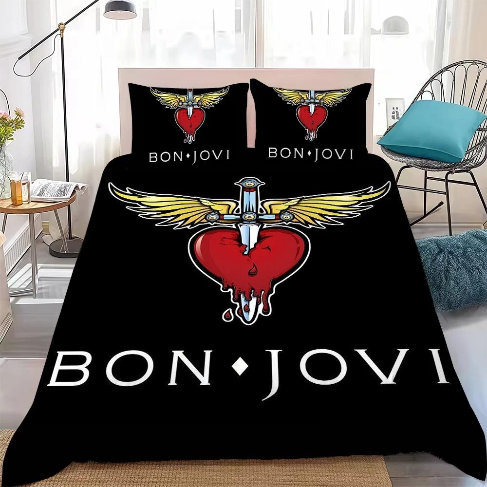 Sada povlaků na peřinu B-Bon J-Jovi Home Style Měkká bavlněná ložní souprava na praní Postel Studentská kolej Dárek