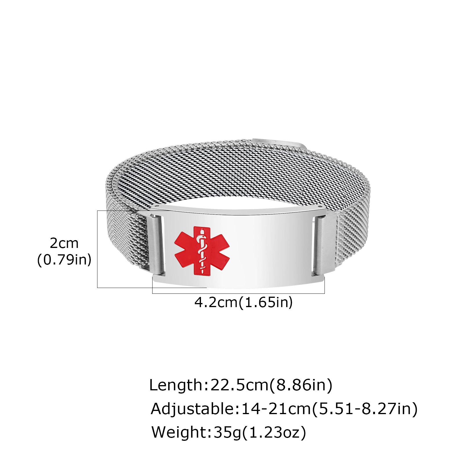 

Medical Alert ID Bracelets for Men Stainless Steel Adjustable Magnetic Watch Strap Engrave Customize Bracelet Waterproof Jewelry custom 1 side