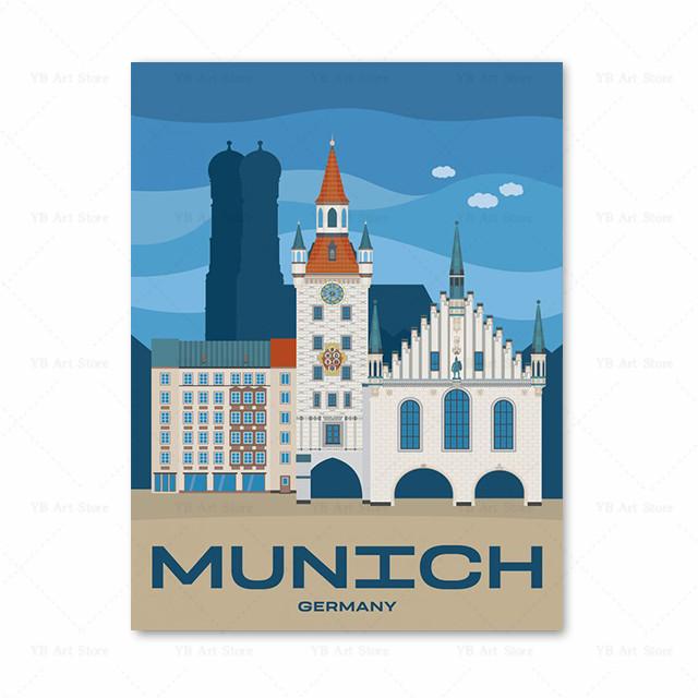 France Strasbourg Paris Marseille Milan Italy Travel Poster Canvas Painting Greece Wall Art Home Decor Living Room Decor As Gift
