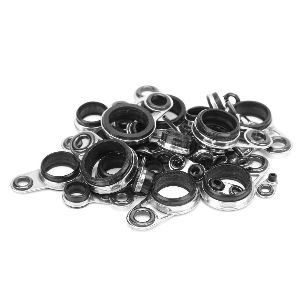 33PCS with Ceramic Loop Fishing Rod Guides Stainless Steel Raft Line Ring Fishing Rod Building