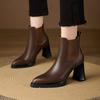 Stivaletti da Caviglia Minimalisti di Lusso con Punta Acuta e Tacco Chunky da Donna - Abito Slip-On Moda Autunnale
