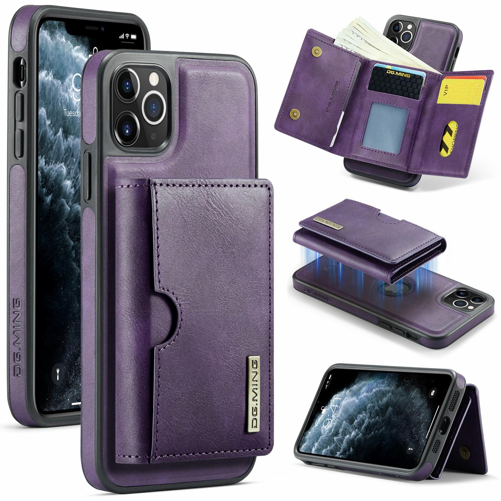 

DG.MING Серия M6 Чехол для iPhone 11 Pro Max Магнитный кошелек PU+PC+TPU Чехол для телефона Purple