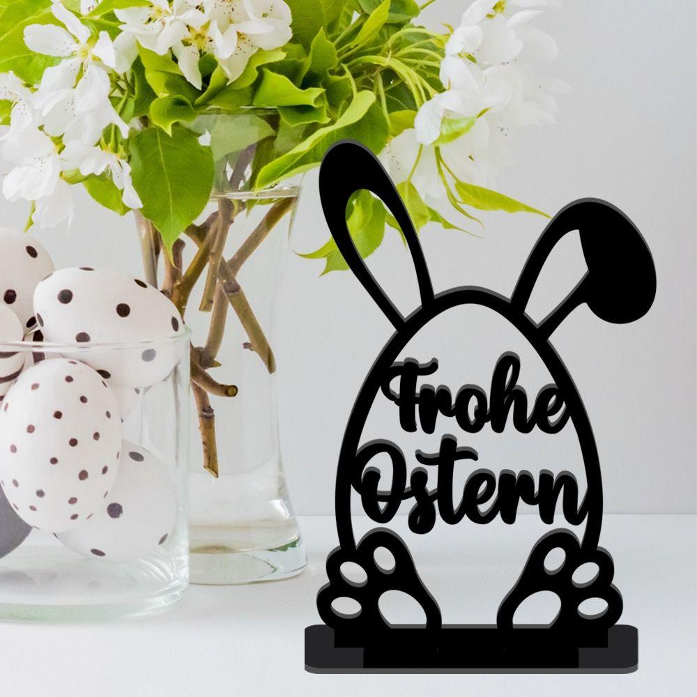 Cartoon Rabbit Easter Decorative Figurines Easter Egg Acrylic Hollow Carving Decoration DIY Accessories Table Ornament
