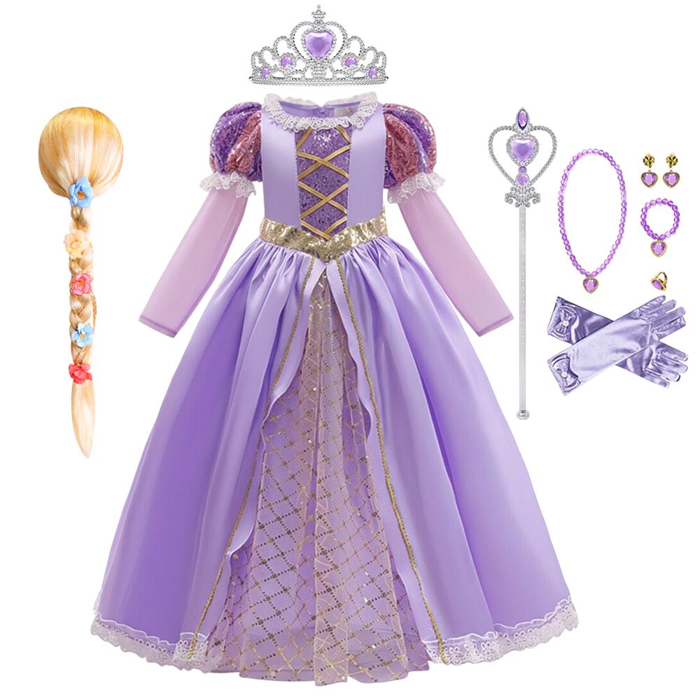 Mädchen Prinzessin Halloween Cosplay Rapunzel Vestidos Kostüm Verkleiden Kinder Rollenspiel Karneval Kindergeburtstagsparty Ballkleid