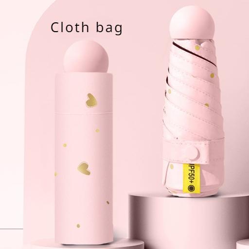 Portable Umbrella Mini Five Fold Umbrella Student Capsule Sun and Rain Dual Use Female Sun Protection and Sunshade Umbrella