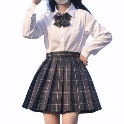 Yomuasf Uniform Pleated High School Girl Uniform Checkered Skirt with Ribbon Perfect for Photo Amusement Cultural and Graduations Size Skirt, Skirt,