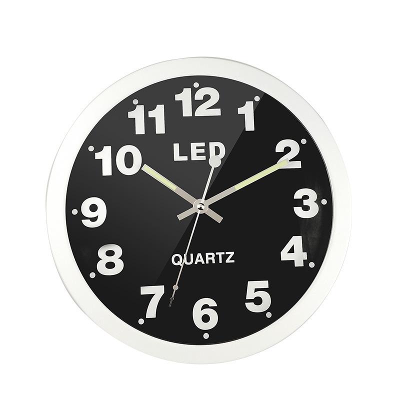 New Home Decoration Products 12-inch Simple Digital Metal LED Wall Clock Fashion Creative Silent Wall Clock Living Room Clock 1207