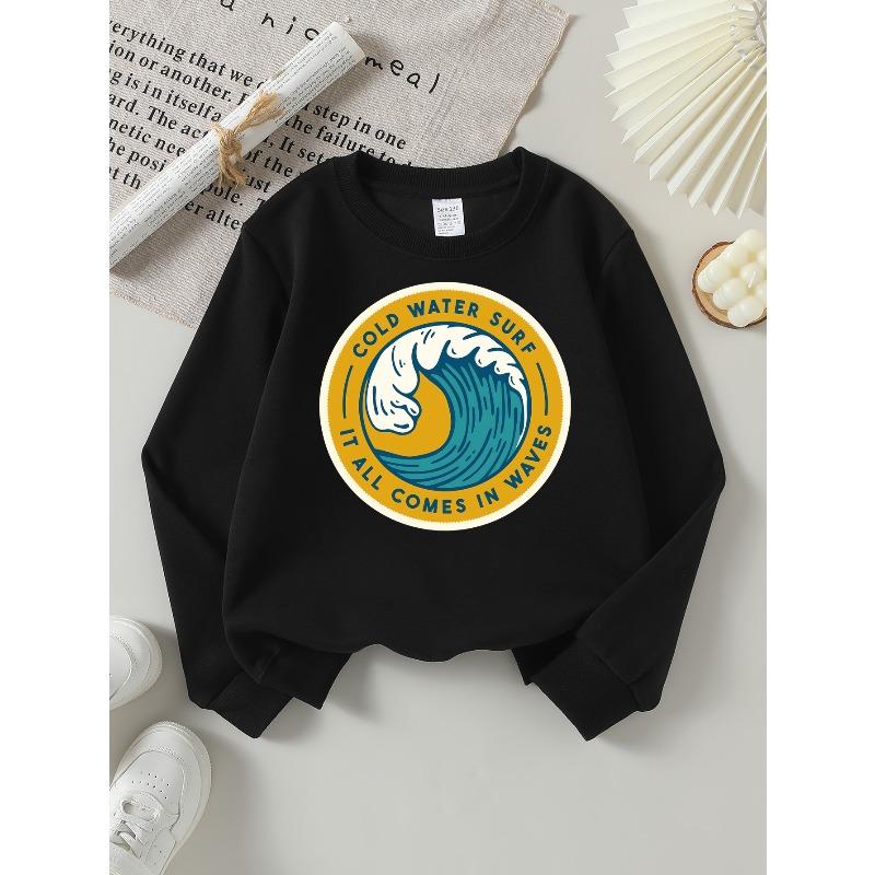 Kids Sweatshirt,Cold Water Surf It All Comes In Waves ,Crew Neck Fashion Sweatshirt, Autumn and Winter Top