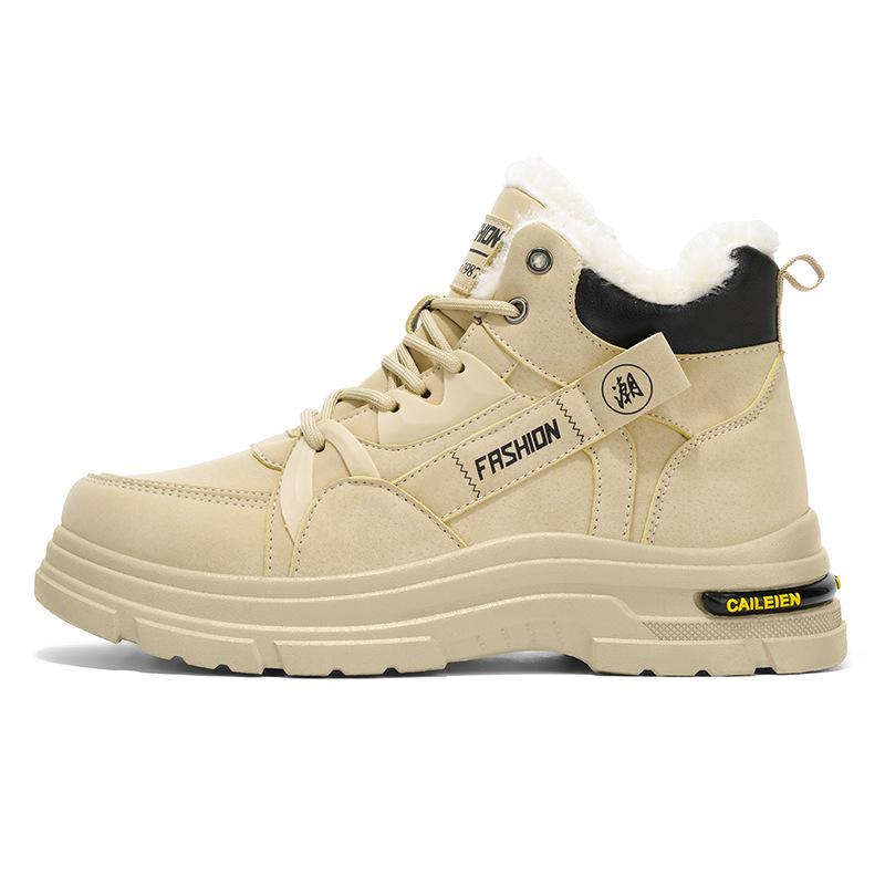 Men's Shoes New Winter Velvet High-top Martin Boots Men's Outdoor Shoes Thickened Warm Cotton Shoes Platform Short Boots