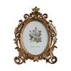 Golden Flowers Photo Frame With Antique Design Resin Oval Shape Picture Frame For Anniversary Wedding Or Housewarmings