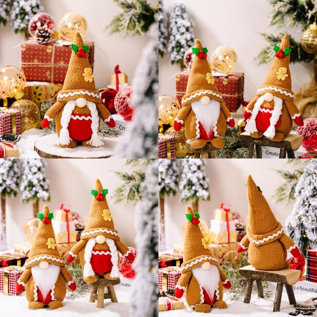 Delightful Khaki Gingerbread Man Needle Hat Rudolf Plush Doll For Christmas Cheer