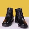 Genuine Leather Men's Winter Warm Wool Cotton Padded Lace Up High Top Snow Boots Fleece Lined Outdoor Slip Resistant