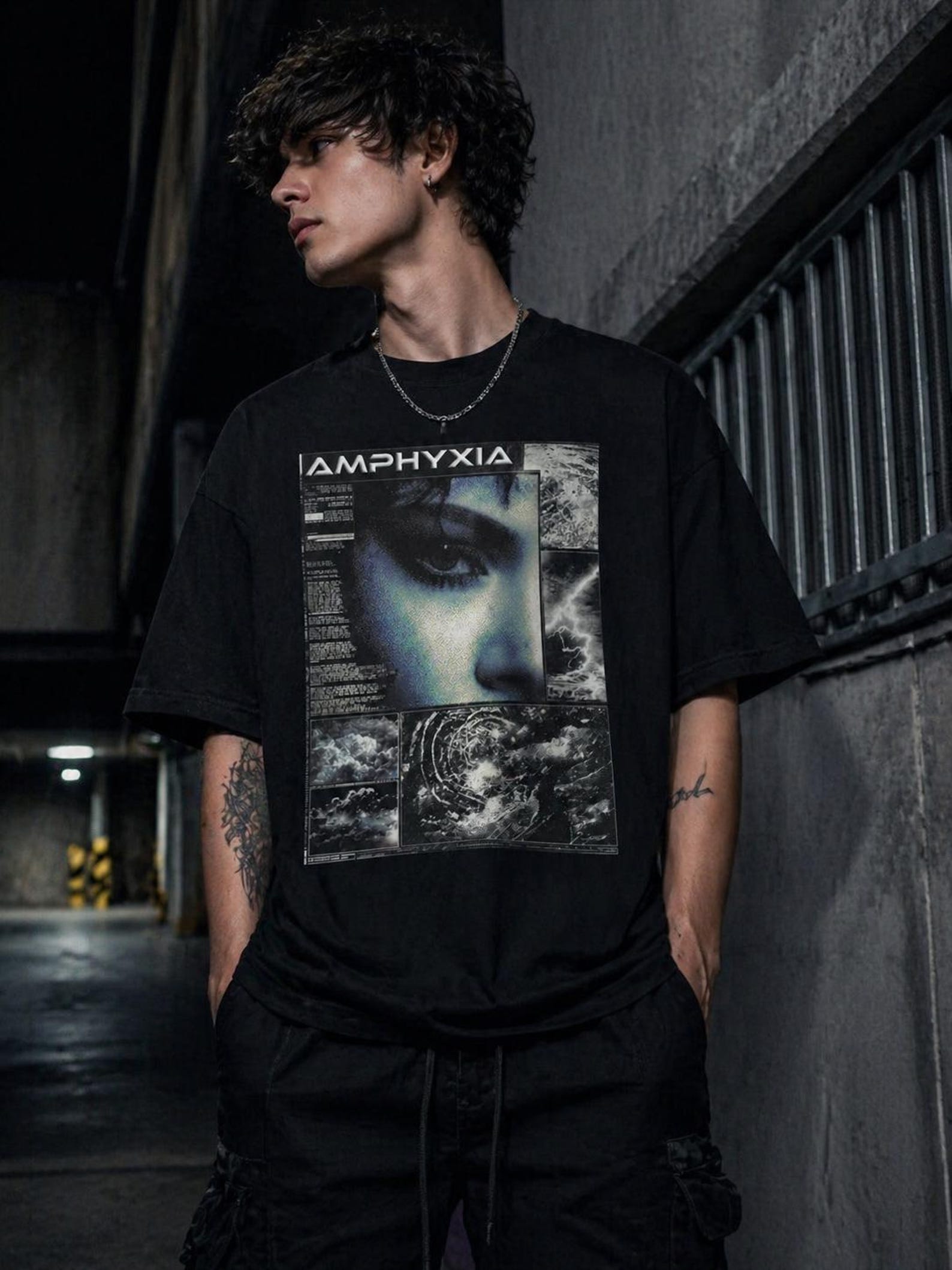 Inner Storm T-Shirt, Dark Aesthetic Graphic Tee, Emotional Streetwear Shirt, Grunge Portrait Tee, Alternative Fashion Unisex Shirt XL