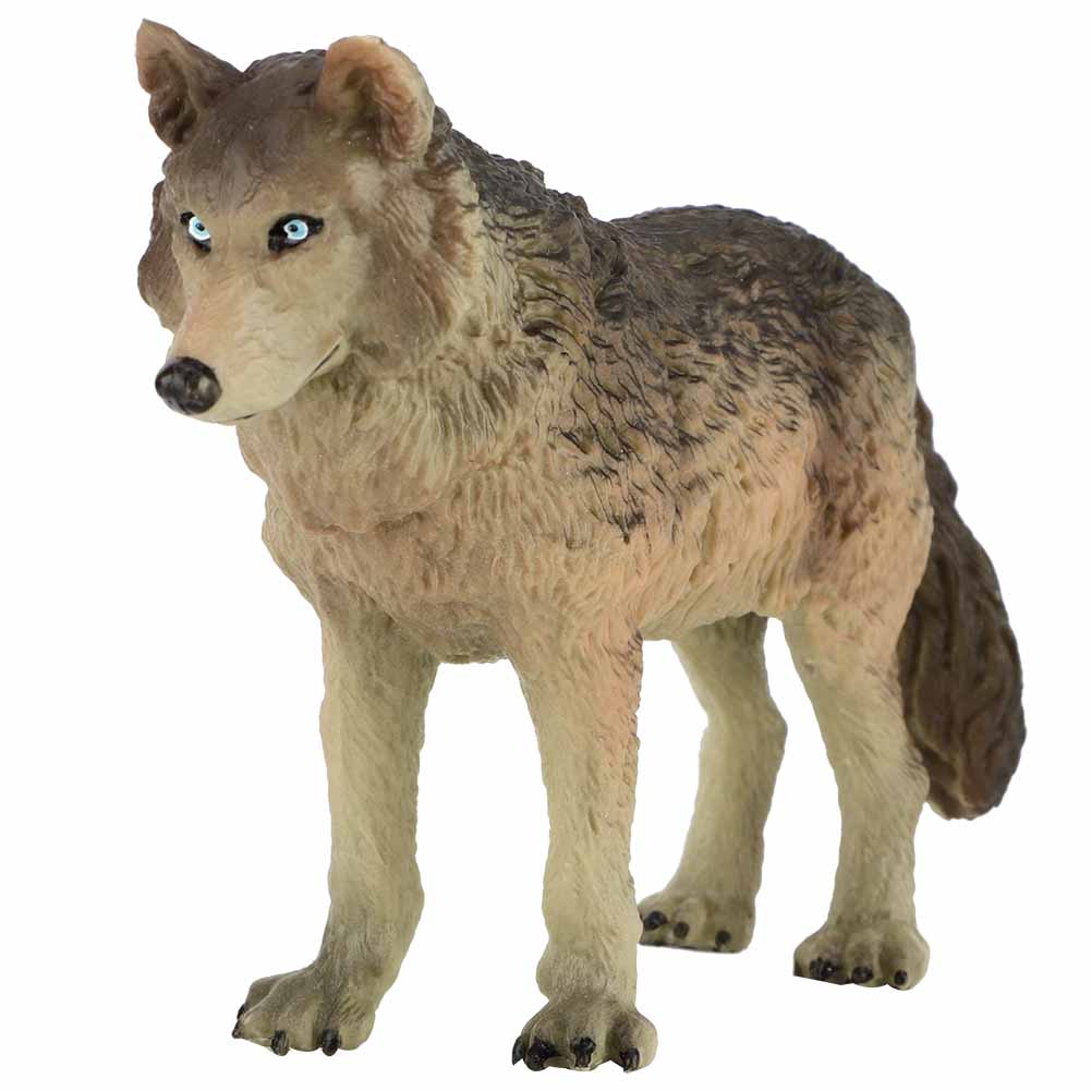 Animal Model Toy Simulation Wolf Environmentally Friendly Plastic Mini Decoration (Gray)