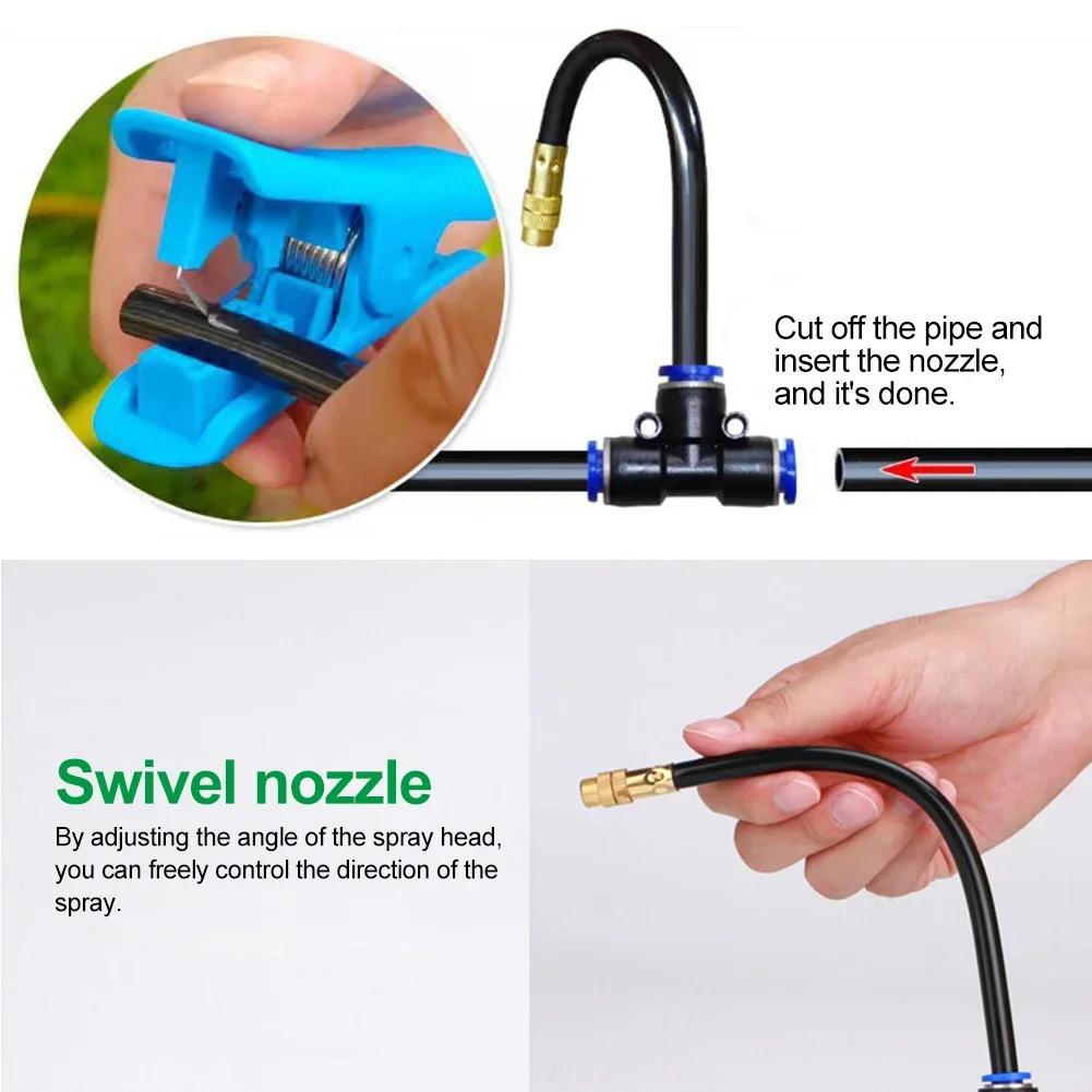 Micro Irrigation Sprinkler Parts Misting Nozzle 360° Bendable Brass Spray Head for Irrigation Patio Greenhouse Humidification