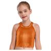Mädchen Metallic Ärmelloses Crop Top Schimmerndes Camisole Hip Hop Jazz Tanz Bühnenperformance Top