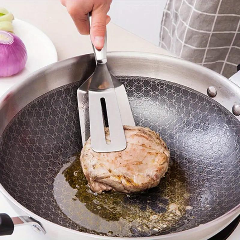 Stainless Steel Non-Stick Fish Turner Tongs - Ergonomic Kitchen Tool for Flipping Fish, Steak & More - Durable & Easy To Clean